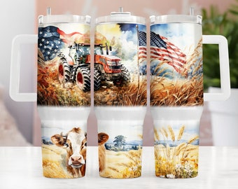 Farm barn tractor 40oz Quencher Tumbler Wrap, cows PNG Tumbler Design, Farmers Sublimation Designs Downloads, farm life 40 oz tumbler