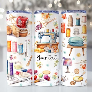 Sewing Tumbler Png Wrap sublimation design, 20 oz Skinny Sublimation, Photo tumbler sublimation design download, Waterslide full wrap