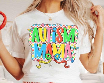 Autism Mama PNG, Autism Awareness Coquette Png, In April We Wear Blue Png, Checkered Autism Bow PNG, Special Education Png, Neurodiversity