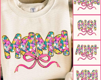 Retro Mama Floral Glitter Bundle PNG, Spring Floral Png, Preppy Mama png, Mama Flowers, Mothers Day Png, Coquette Bow png, Christian Mom png