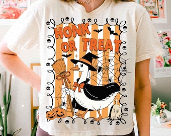 Honk or Treat Halloween Goose PNG, Cute Goose Witchy Halloween Png Design, Fall Shirt Png, Spooky Goose png, Halloween Sublimation Png
