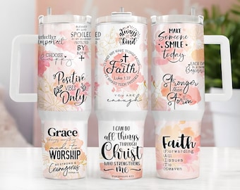 Glauben Affirmationen, Gott Zitate 40 Unzen Becher wickeln PNG Datei, 40 Unzen Becher Sublimation Design, Boho Design, digitaler Download Sublimation PNG