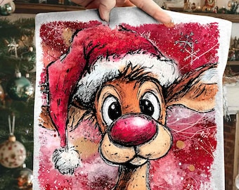 Rudolph Christmas penseelstreken PNG, kerst png, kerstfilms png, preppy penseelstreken kerst, leuke kerst png, digitale download