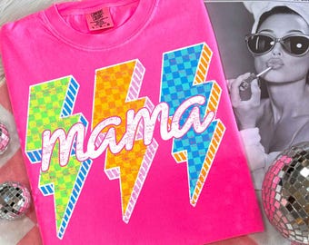 Mamá con rayo a cuadros (Png), Mamá con rayo de neón (Png), Mamá retro (Png), Camiseta de mamá (Png), Mamá neón (Png), Mamá rockera (Png), Grunge