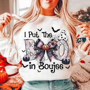 Puse el Boo en Boujee Ghost Png, Coquette Halloween PNG, Diseño de sublimación de fantasmas, Temporada espeluznante Png, Calabaza Png, Halloween Mama Png