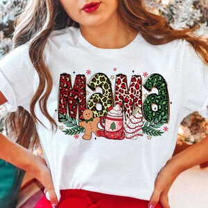 Christmas Mama Leopard Png, Mama Claus png, Christmas Tree Cake png, Christmas coquette bow png, Doodles Xmas, Candy Cane Santa Hot Cocoa