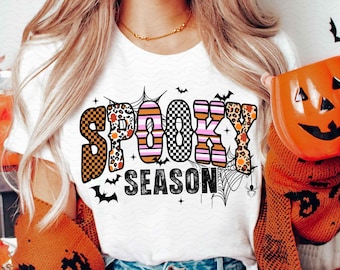 Retro Halloween Spooky Coquette Png, Halloween Leopard Checkered Fall, Spooky png, Halloween Girly png, Fall png, Sublimation png