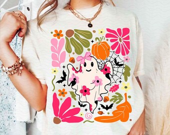 Halloween Pink Ghost Png, Leopard Pink Pumpkin Png, Boho Floral Fall Png, Halloween Png, Autumn Vibes Png, Spooky Season Png, Coquette Png