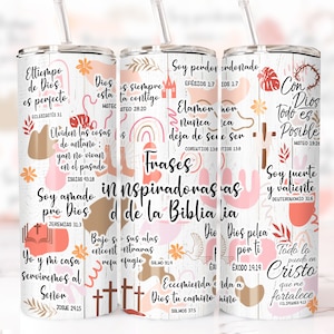 SPANISH Bible Motivational Quotes 20oz Skinny Tumbler Sublimation Designs, Tumbler Wrap Png, Do it Yourself, Christian Gift for Her