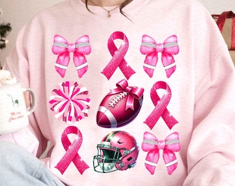Breast Cancer Png, Breast Cancer Football Png, Football Breast Warrior Png, Coquette, Cancer Awareness Png, We Wear Pink Png, Pink Ribbon