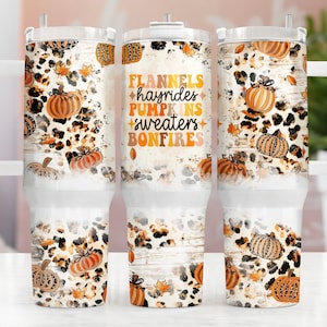 Flannels Hayrides Pumpkins 40Oz Tumbler Wrap, 40Oz Tumbler Sublimation Designs, Fall 40Oz Tumbler Wrap, Autumn 40Oz Tumbler Wrap, Tumbler