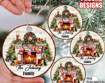 Family Christmas Ornament PNG, Personalized Family and Pet Stocking Ornament Design, Christmas Ornament Add Your Own Name,Christmas 2023
