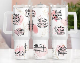 Glaube Affirmationen, 40 Unzen Becher wickeln PNG Datei, Gott Zitate 40 Unzen Becher Sublimation Design, Boho Design, digitaler Download Sublimation PNG