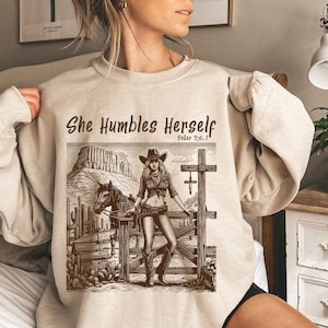 Ze vernedert zichzelf png, Peter 5:6-1, cowgirl png, geloof png, sublimatieontwerp, christelijk land png, western cowboy png, christelijk png