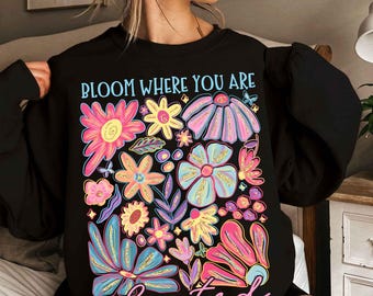 Floral Mental Health Png, Bloom Where You Are Planted, Emotional Support Art, Mental Health Matter Png, Girly Design Png, Self Care Design