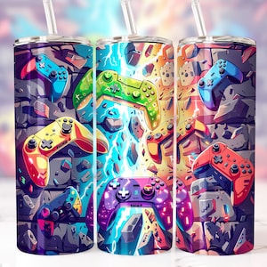 Gaming Controller Tumbler Wrap, Gift For Gamer, Console Gaming 20 Oz Skinny Tumbler Png Sublimation Design,Gamer Girl, Gamer Boy Tumbler PNG
