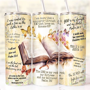 Bible Verses 20 oz Skinny Tumbler Christian Tumbler Wrap PNG Affirmations Tumbler, Faith Tumbler PNG, Religious Tumbler Design, Download