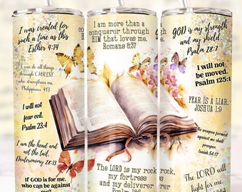 Bible Verses 20 oz Skinny Tumbler Christian Tumbler Wrap PNG Affirmations Tumbler, Faith Tumbler PNG, Religious Tumbler Design, Download