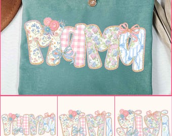 Preppy Floral Mama Mimi Gigi Bundle Png, Grandmillennial Floral Png, Kokarda Kokietka, Mama Floral Png, Mama z imieniem dla dzieci, Striped Mama Png