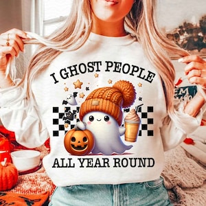 Retro I Geist Menschen Png, Halloween Png, Süßer Geist Kürbis Png, Spooky Vibes Png, Geist Kaffee Png, Boujee Geist Png Sublimationsdesign