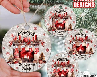 Personalized Family and Pet Stocking Ornament Design, Family Christmas Ornament PNG, Ornament Add Your Own Name,Christmas Bundle Ornament