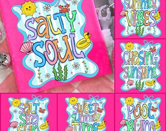 Paquete de vida playera Sunshine PNG, PNG de verano femenino y preppy, sublimación de neón de moda, diseño de camiseta de vacaciones en el lago, piscina y río, vibraciones saladas