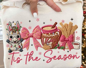 Latch Hook Yarn Crochet Christmas Tis The Season Png, Mexican Christmas Png, Calories No Cuentan, Pink Spanish Christmas, Chocolate abuelita