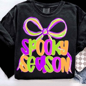 Spooky Season Png, Preppy Halloween Coquette Bow Png, Neon Halloween Brushstroke Sublimation, Girly Spooky Cute Ghost Png, Spooky Mama Png
