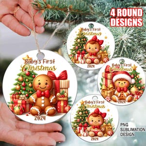 Baby&#39;s First Christmas 2024 Ornament Sublimation Png, 2024 Christmas Ornament Designs, Ornamen Sublimation Print, Digital Download, PNG