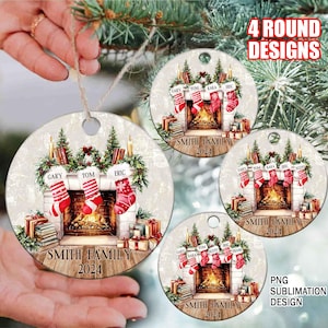 Xmas Ornament 3D Inflated Santa Cam Christmas Round Ornament PNG File, 3D Christmas Ornament PNG Sublimation Design,Instant Digital Download