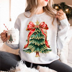 Colorful Coquette Glitter Christmas Tree Png, Girly Christmas Tree Design,Bright Color Christmas Coquette Bow, brushstroke, Digital Download