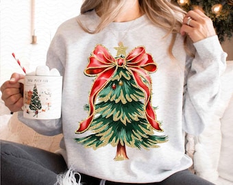 Colorful Coquette Glitter Christmas Tree Png, Girly Christmas Tree Design,Bright Color Christmas Coquette Bow, brushstroke, Digital Download