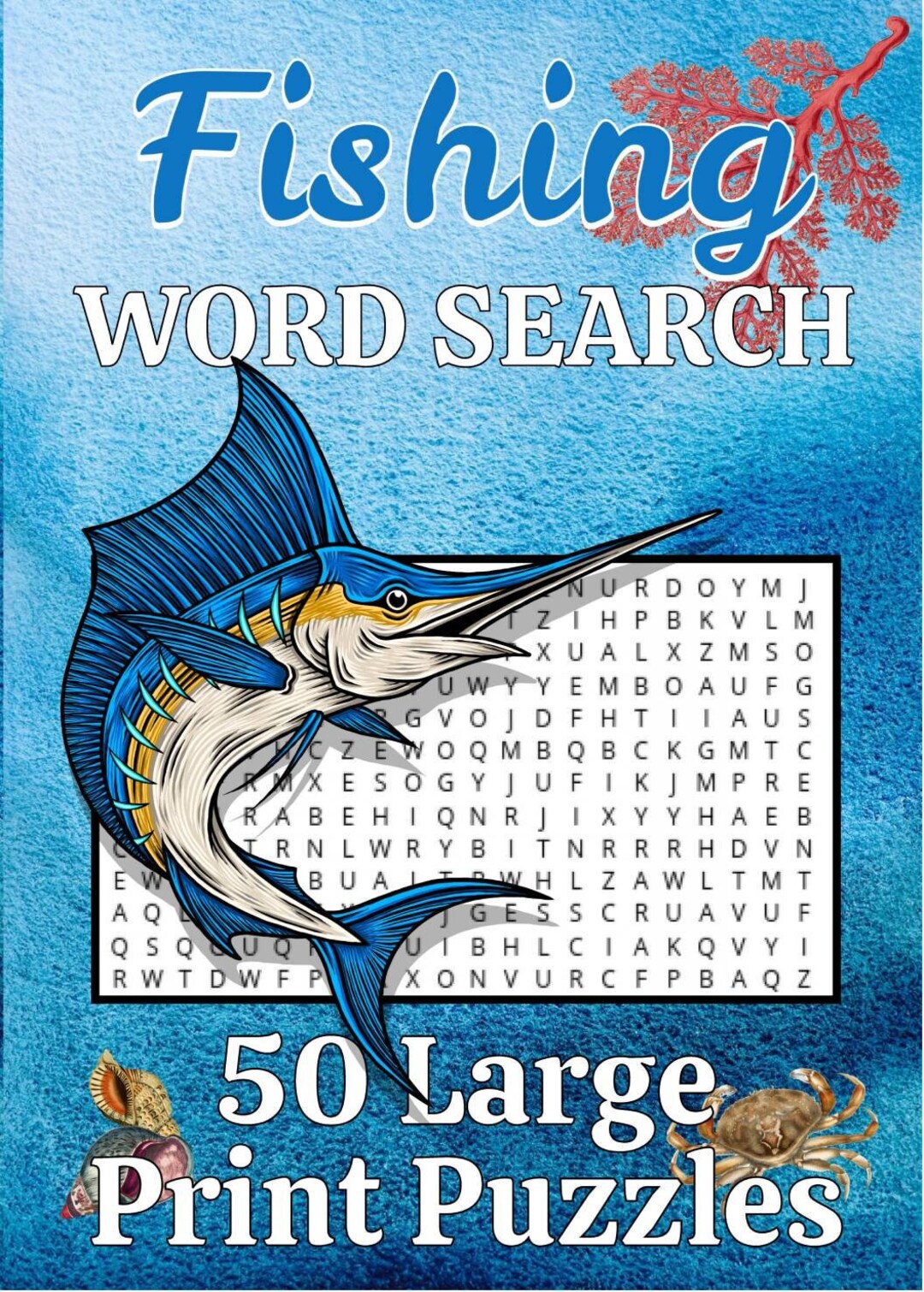 Fishing Word Search 50 Large Print Word Search Puzzles Etsy