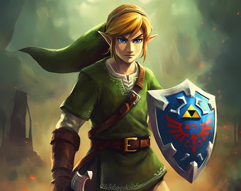 Link Legend of Zelda: Tears of the Kingdom Fan Art Close Up Portrait  Digital Image