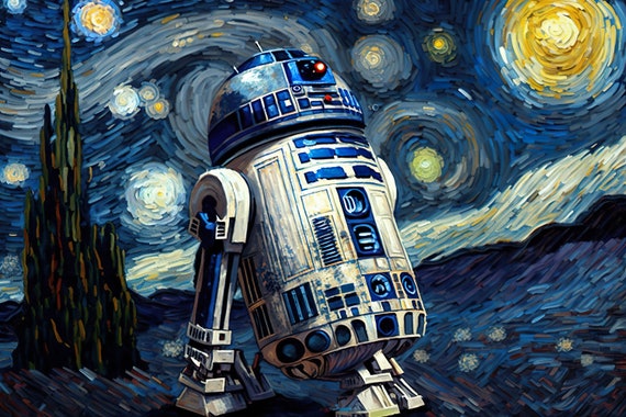 R2D2 Starry Night. Star Wars Fan Art Inspired by Vincent Van