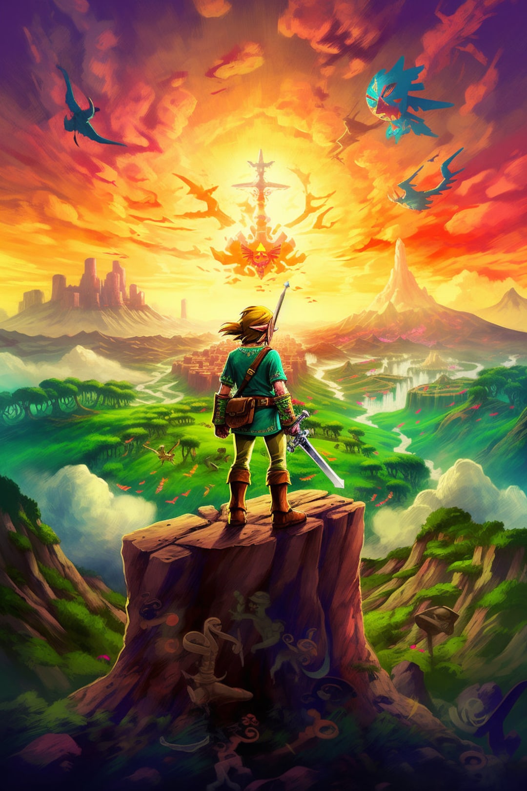Link Land of Hyrule Legend of Zelda: Tears of the Kingdom Digital Image  .PNG File - Etsy Israel, image size:1080x1620