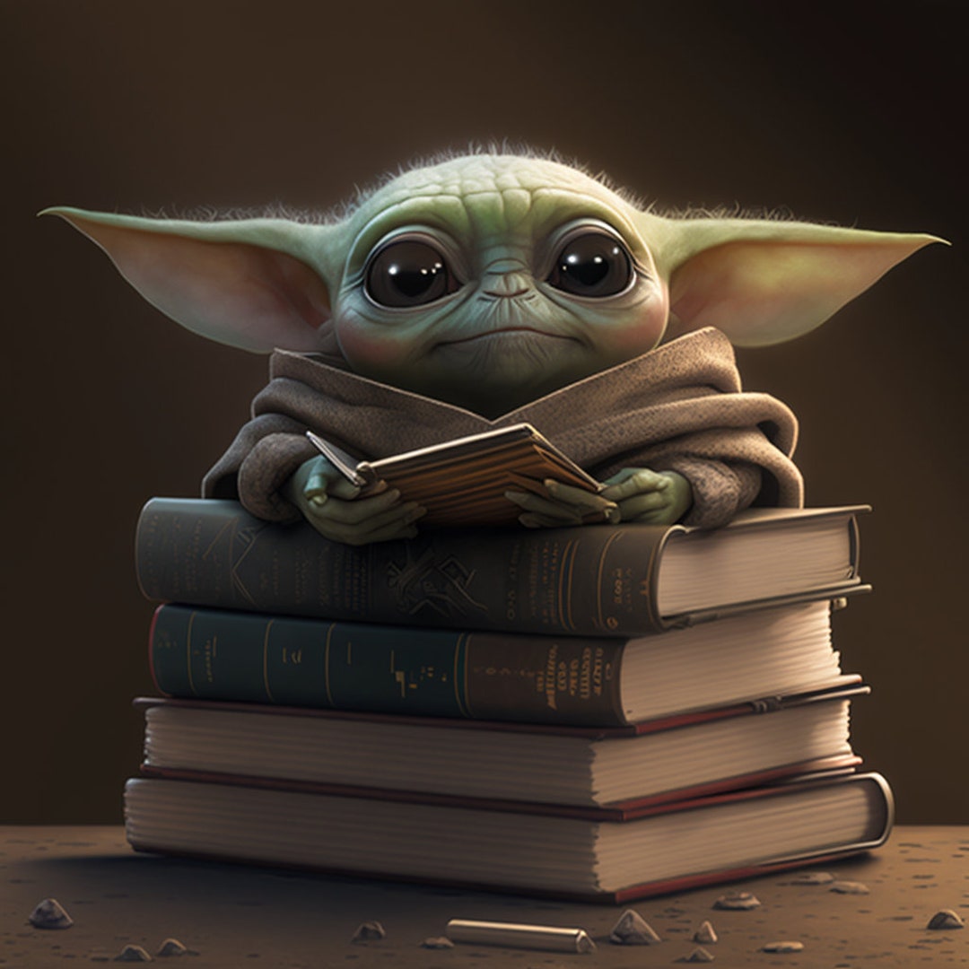 Baby Yoda Reading a Book .PNG File Etsy