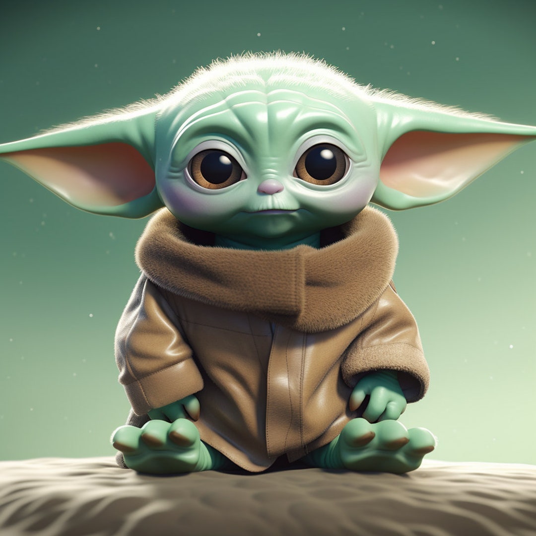Cute Animated Baby Yoda Star Wars Mandalorian Digital Image .PNG File
