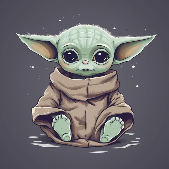 Cute Baby Yoda Star Wars Mandalorian Digital Image .PNG file