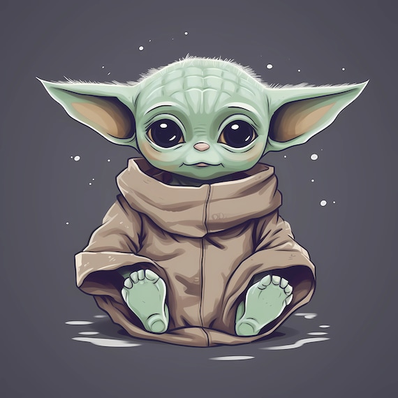 Cute Baby Yoda Star Wars Mandalorian Digital Image .PNG File 