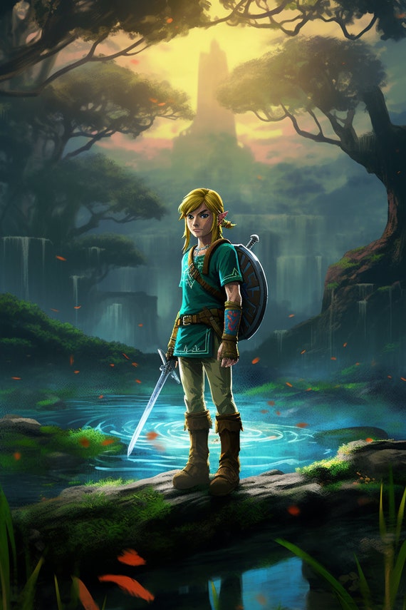 Link Legend of Zelda: Tears of the Kingdom Fan Art Close Up Portrait  Digital Image