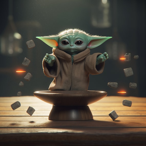 Baby Yoda Grogu Star Wars Uses the Force Mandalorian Digital Image .PNG  File 