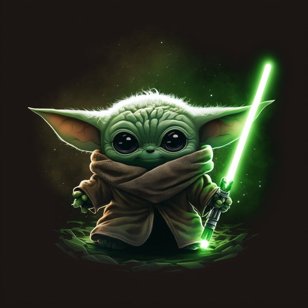 Baby Yoda Holding Lightsaber .PNG file Transparent and Original Image Available!