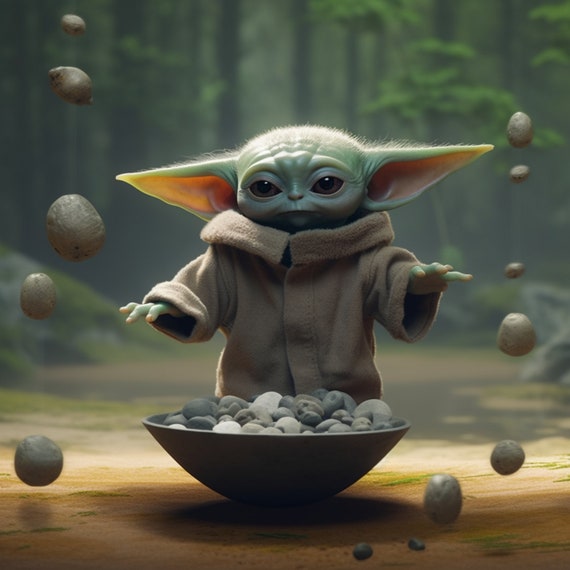 Baby Yoda Grogu Star Wars Uses the Force Mandalorian Digital Image