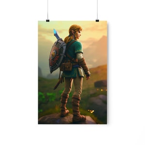Link Land of Hyrule Legend of Zelda: Tears of the Kingdom Matte Poster