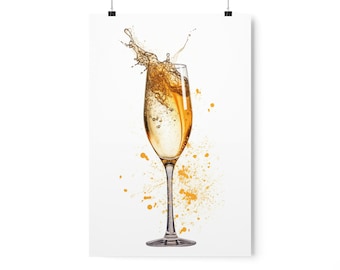 Unframed Champagne Glass Premium Matte Vertical Posters