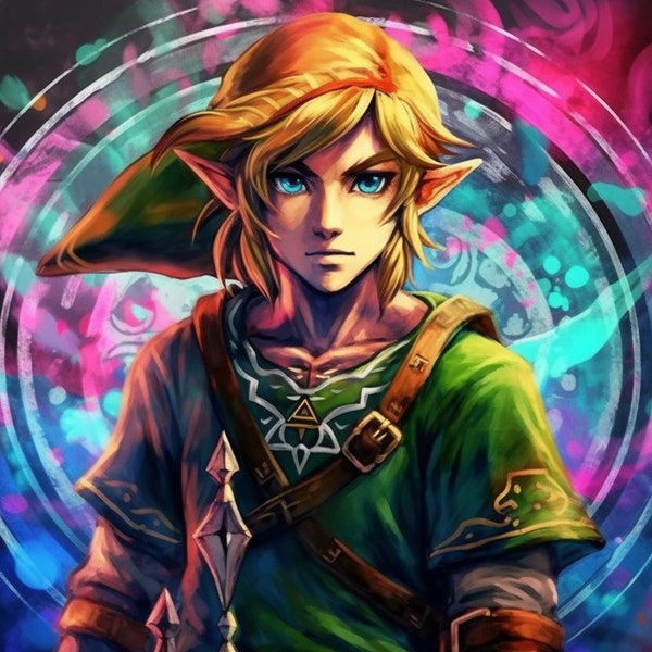 Link Colorful Landscape Fan Art Legend of Zelda: Tears of the Kingdom Digital Image .PNG file