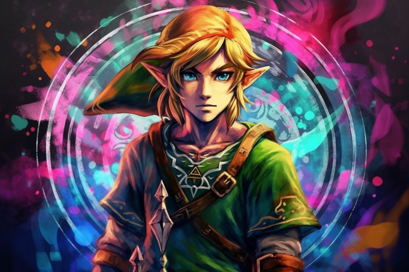 Link Legend of Zelda: Tears of the Kingdom Fan Art Close Up Portrait  Digital Image