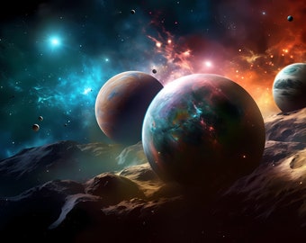 Celestial Stars and Planets artwork digital download .PNG image