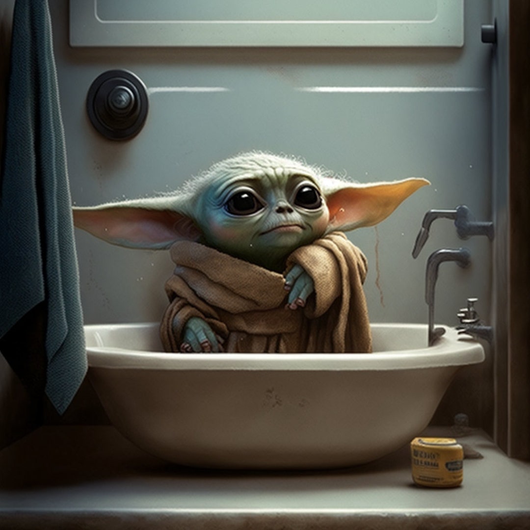 Baby Yoda Scared of Bath Time .PNG File Etsy Canada
